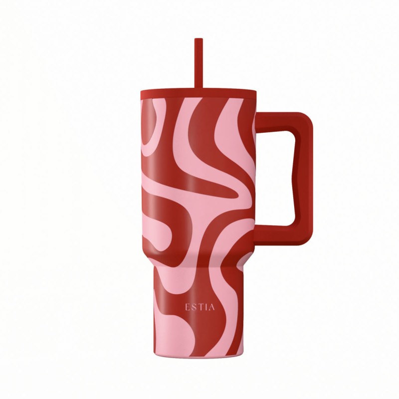 Estia Straw Tumbler Θερμός 900ml Save The Aegean Coral Waves