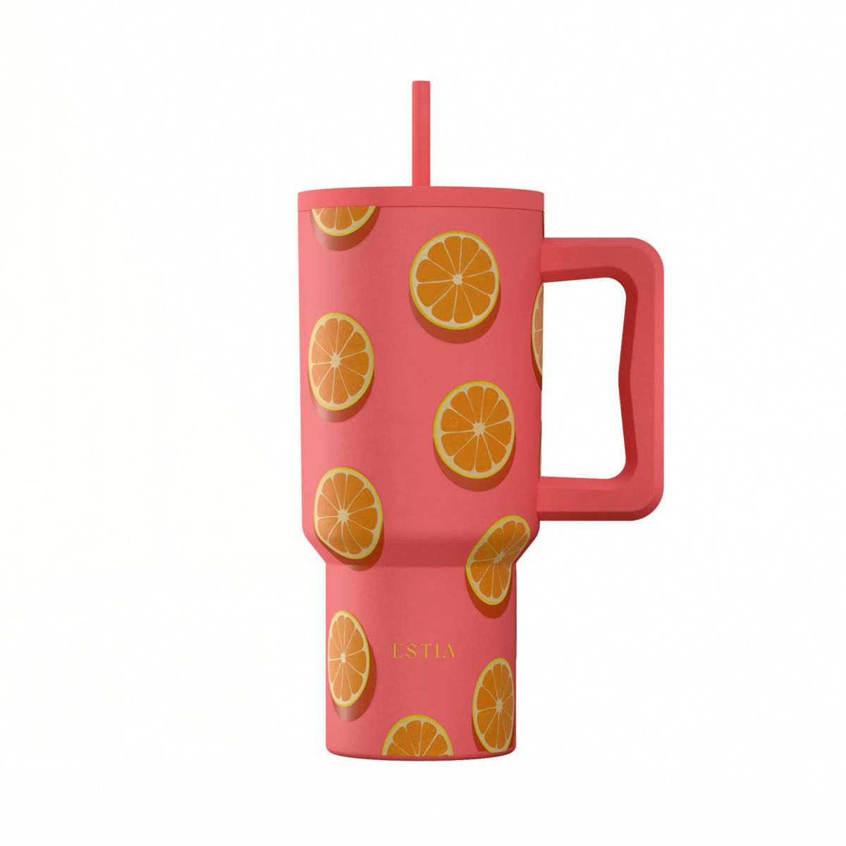 Estia Straw Tumbler Θερμός 900ml Save The Aegean Orange Pop 