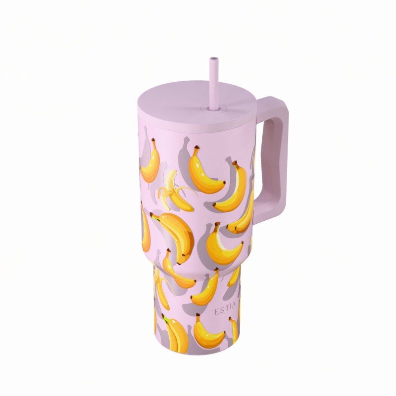 Estia Straw Tumbler Θερμός 900ml Save The Aegean Banana Mood