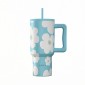 Estia Straw Tumbler Θερμός 900ml Save The Aegean Blue Daisy