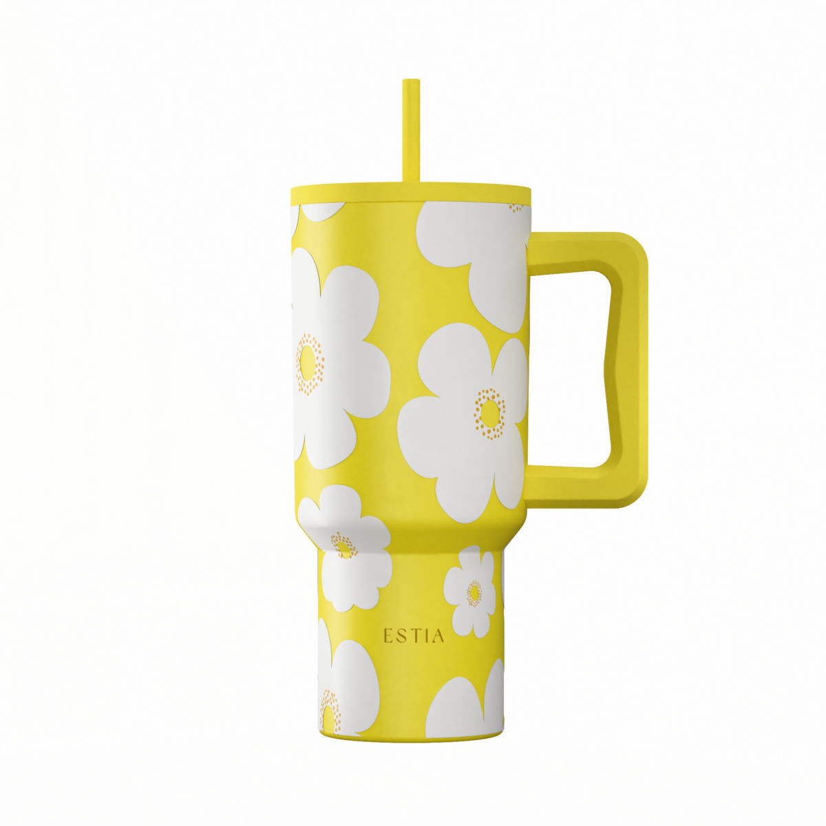 Estia Straw Tumbler Θερμός 900ml Save The Aegean Yellow Daisy