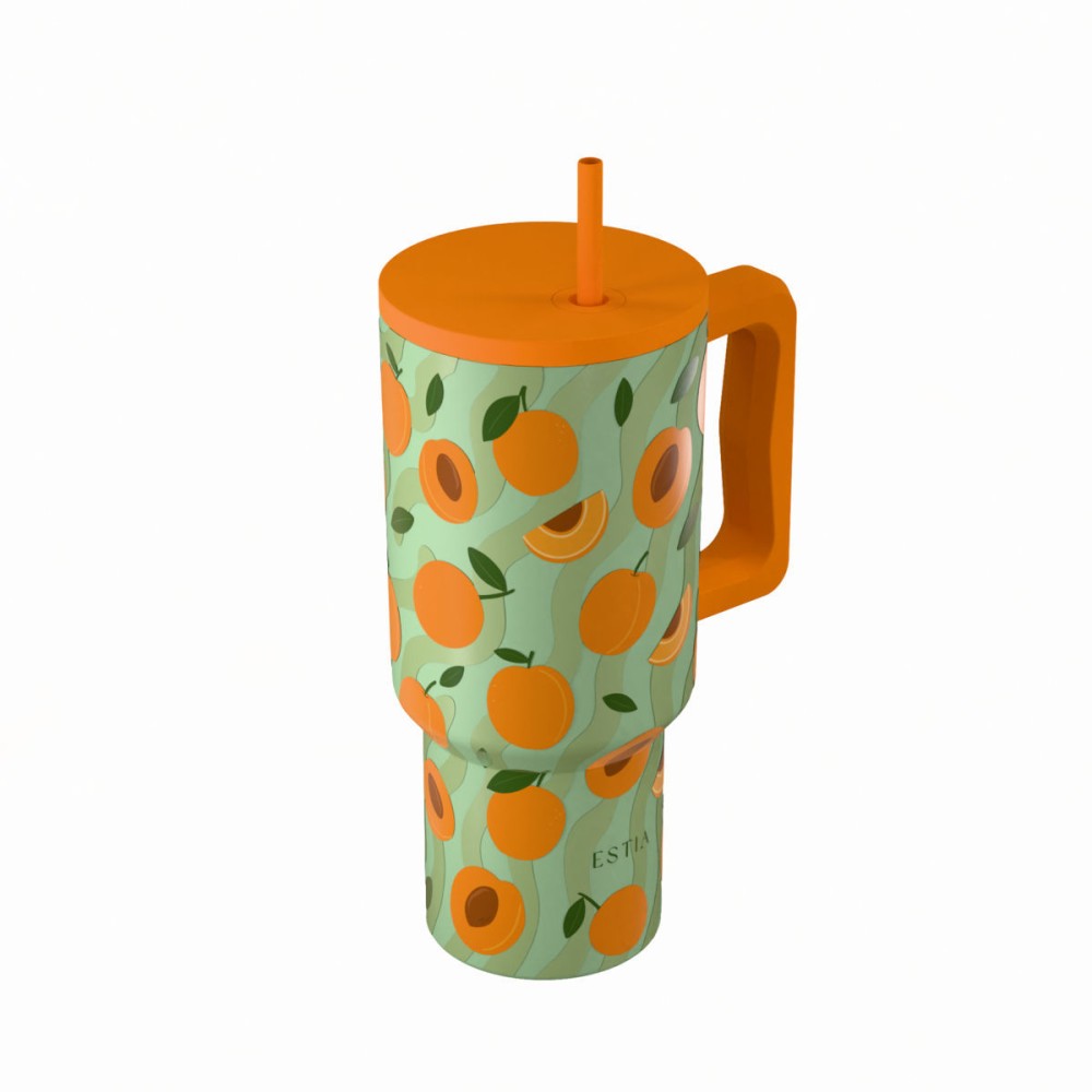 Estia Straw Tumbler Θερμός 900ml Save The Aegean Peach Garden 