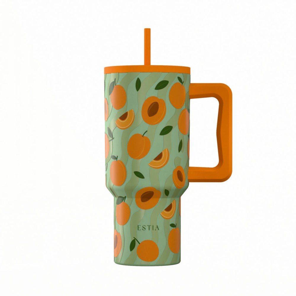 Estia Straw Tumbler Θερμός 900ml Save The Aegean Peach Garden 