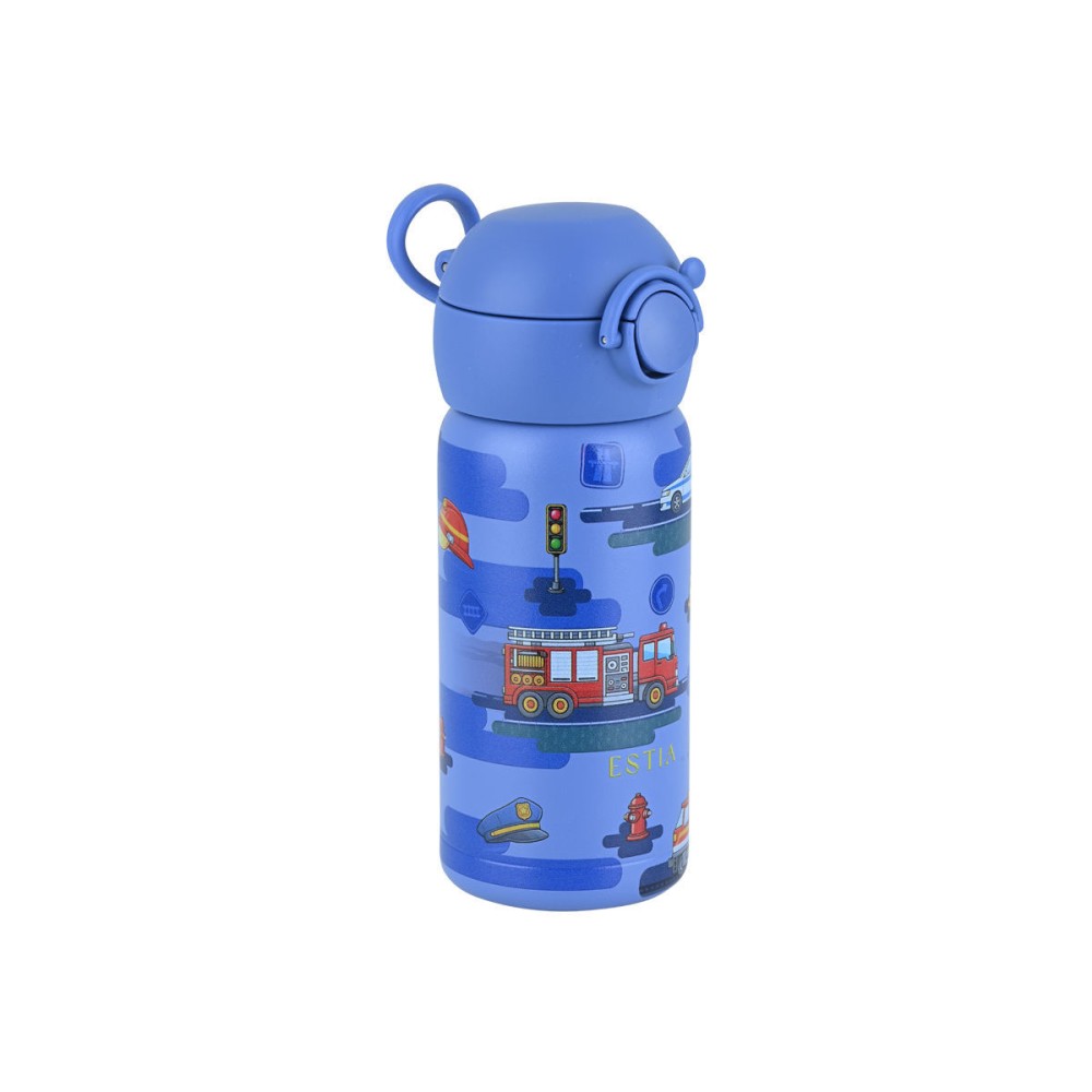 Estia Wonder Bottle Παιδικό Ανοξείδωτο Θερμός 350ml με Καλαμάκι Σιλικόνης, Λαβή Μεταφοράς & Κλιπ Ασφαλείας - City Heroes