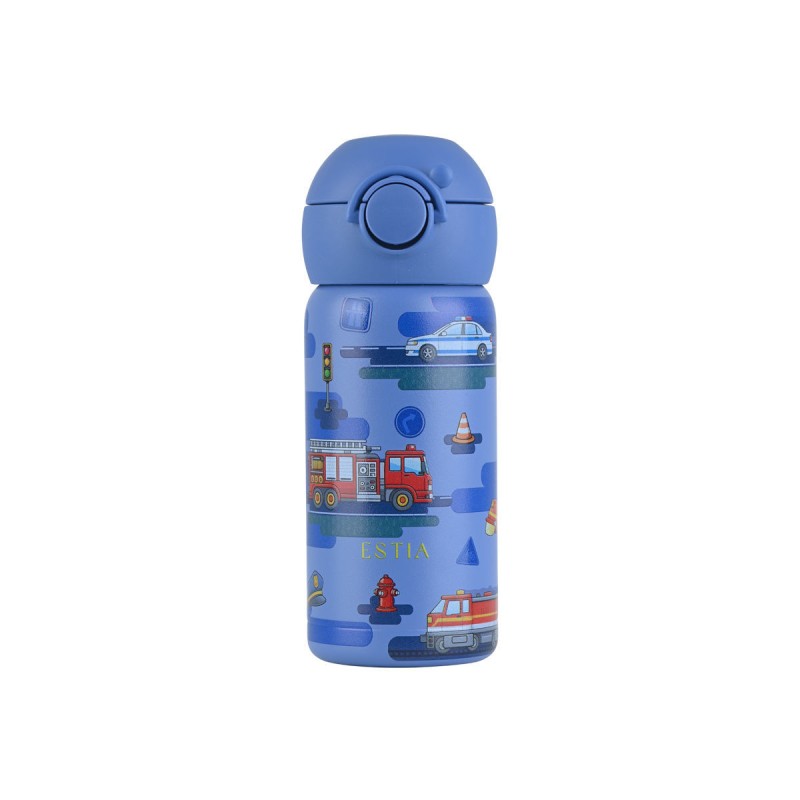 Estia Wonder Bottle Παιδικό Ανοξείδωτο Θερμός 350ml με Καλαμάκι Σιλικόνης, Λαβή Μεταφοράς & Κλιπ Ασφαλείας - City Heroes
