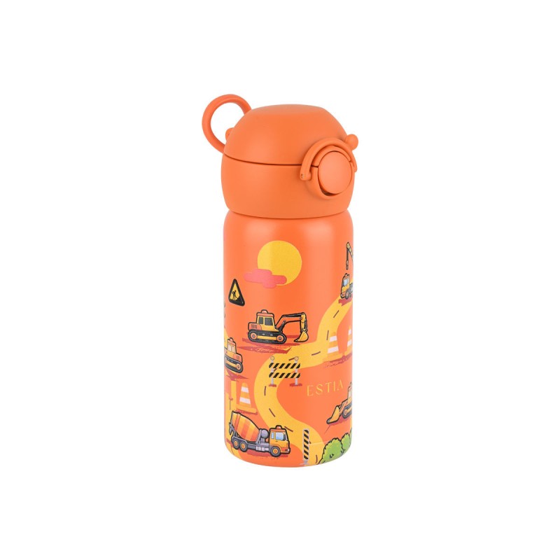 Estia Wonder Bottle Παιδικό Ανοξείδωτο Θερμός 350ml με Καλαμάκι Σιλικόνης, Λαβή Μεταφοράς & Κλιπ Ασφαλείας - The Big Build