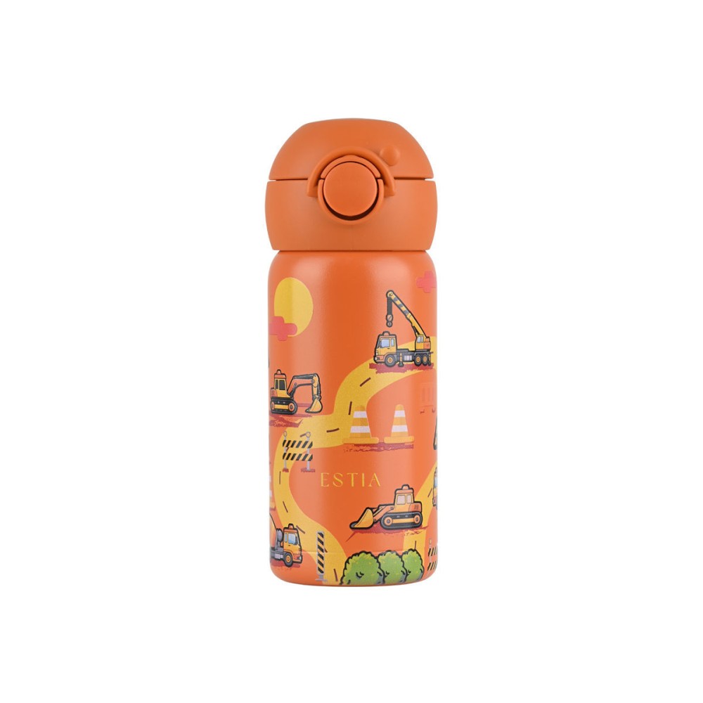 Estia Wonder Bottle Παιδικό Ανοξείδωτο Θερμός 350ml με Καλαμάκι Σιλικόνης, Λαβή Μεταφοράς & Κλιπ Ασφαλείας - The Big Build