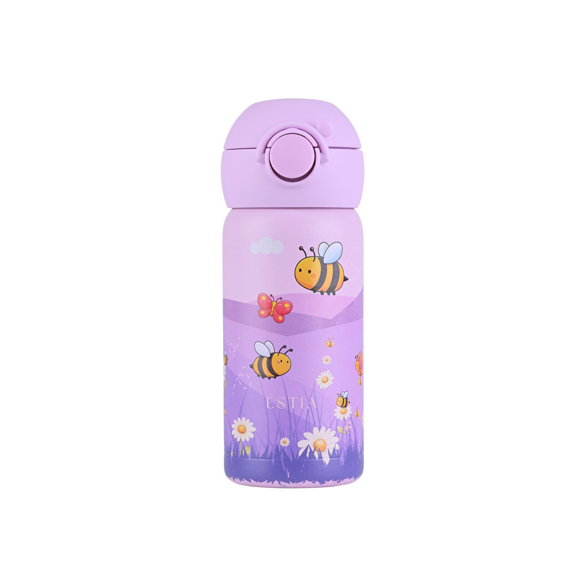 Estia Wonder Bottle Παιδικό Ανοξείδωτο Θερμός 350ml με Καλαμάκι Σιλικόνης, Λαβή Μεταφοράς & Κλιπ Ασφαλείας - Garden Friends