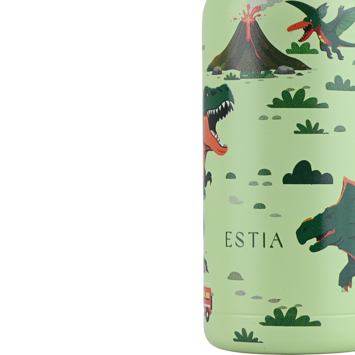 Estia Wonder Bottle Παιδικό Ανοξείδωτο Θερμός 350ml με Καλαμάκι Σιλικόνης, Λαβή Μεταφοράς & Κλιπ Ασφαλείας - Dino Explorer