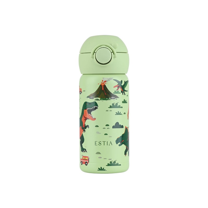 Estia Wonder Bottle Παιδικό Ανοξείδωτο Θερμός 350ml με Καλαμάκι Σιλικόνης, Λαβή Μεταφοράς & Κλιπ Ασφαλείας - Dino Explorer