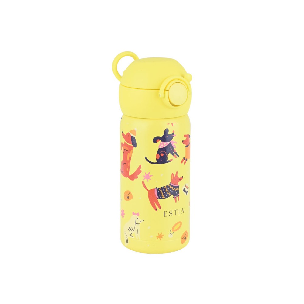 Estia Wonder Bottle Παιδικό Ανοξείδωτο Θερμός 350ml με Καλαμάκι Σιλικόνης, Λαβή Μεταφοράς & Κλιπ Ασφαλείας - Pet Party