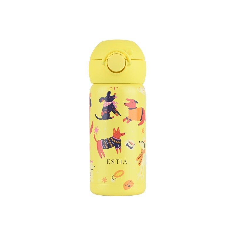 Estia Wonder Bottle Παιδικό Ανοξείδωτο Θερμός 350ml με Καλαμάκι Σιλικόνης, Λαβή Μεταφοράς & Κλιπ Ασφαλείας - Pet Party