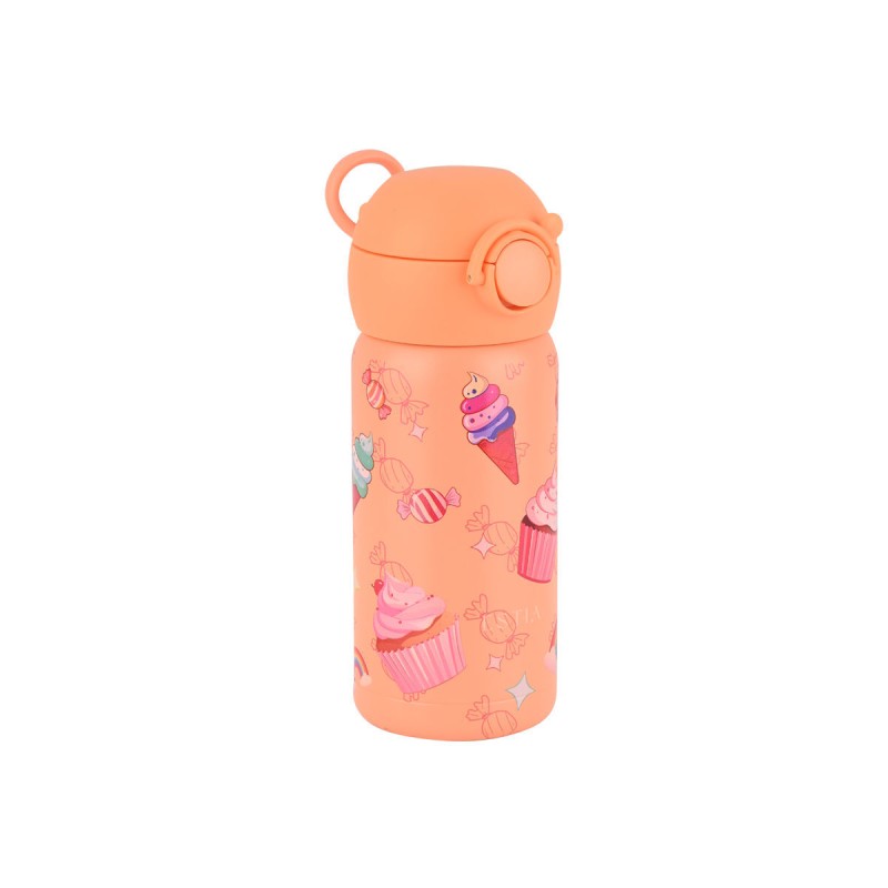 Estia Wonder Bottle Παιδικό Ανοξείδωτο Θερμός 350ml με Καλαμάκι Σιλικόνης, Λαβή Μεταφοράς & Κλιπ Ασφαλείας - Candy Sky