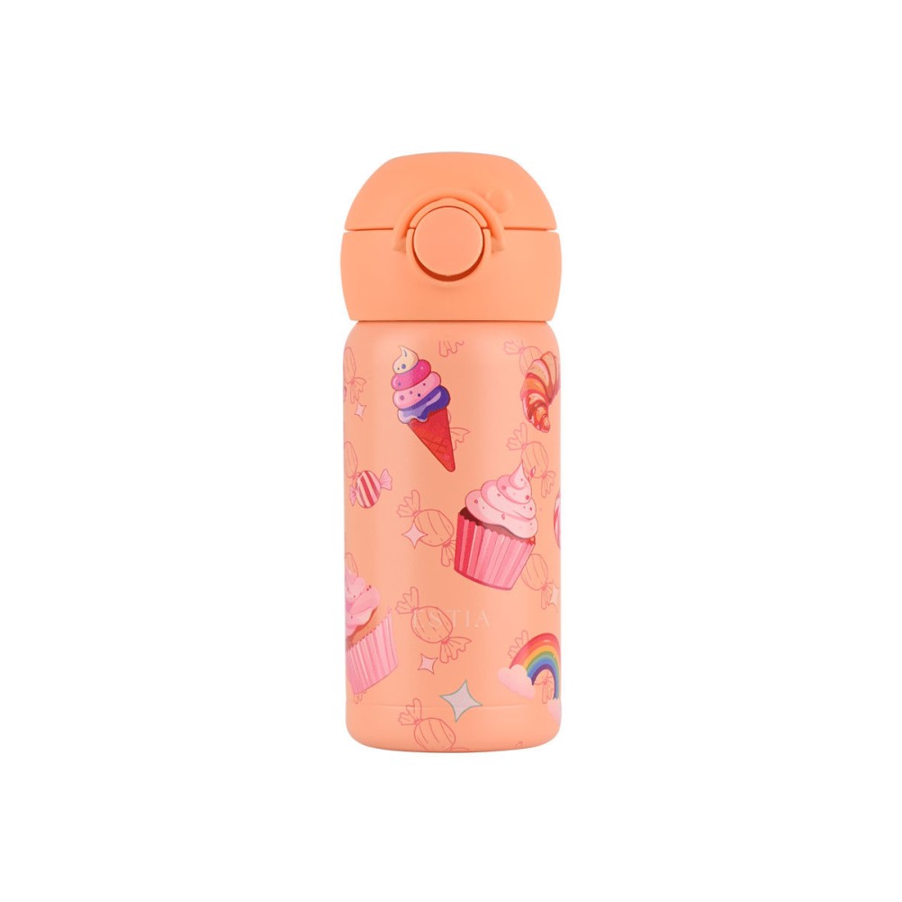 Estia Wonder Bottle Παιδικό Ανοξείδωτο Θερμός 350ml με Καλαμάκι Σιλικόνης, Λαβή Μεταφοράς & Κλιπ Ασφαλείας - Candy Sky
