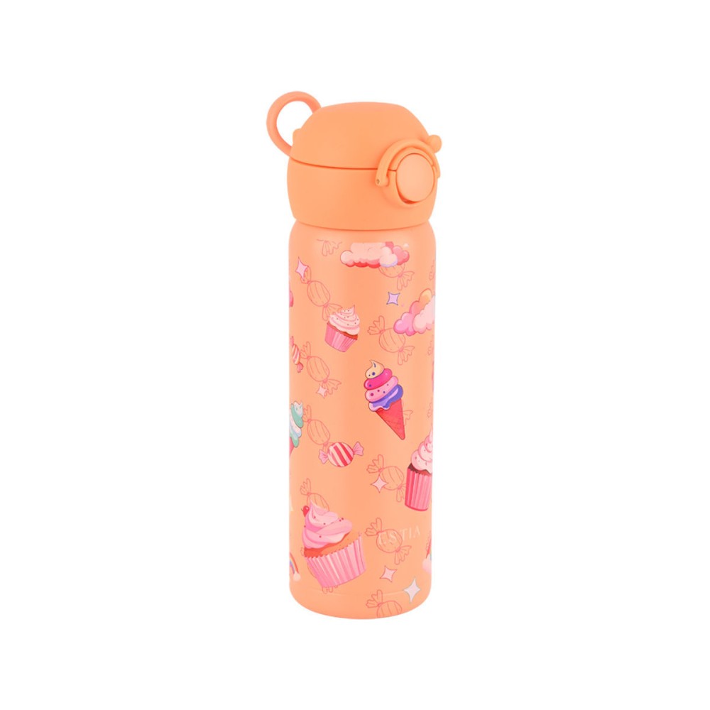 Estia Wonder Bottle Παιδικό Ανοξείδωτο Θερμός 500ml με Καλαμάκι Σιλικόνης, Λαβή Μεταφοράς & Κλιπ Ασφαλείας - Candy Sky