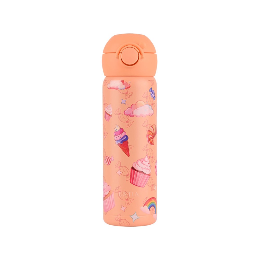 Estia Wonder Bottle Παιδικό Ανοξείδωτο Θερμός 500ml με Καλαμάκι Σιλικόνης, Λαβή Μεταφοράς & Κλιπ Ασφαλείας - Candy Sky