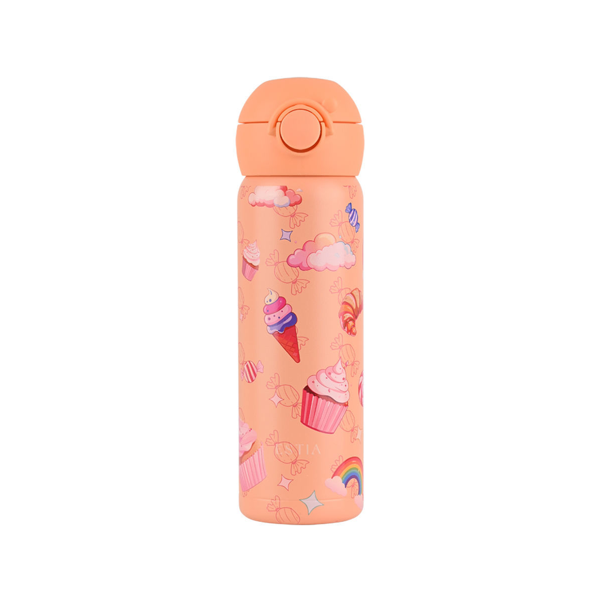 Estia Wonder Bottle Παιδικό Ανοξείδωτο Θερμός 500ml με Καλαμάκι Σιλικόνης, Λαβή Μεταφοράς & Κλιπ Ασφαλείας - Candy Sky