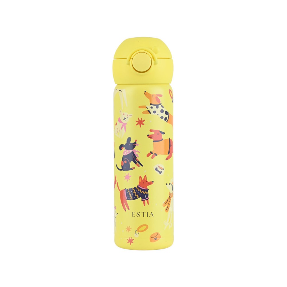 Estia Wonder Bottle Παιδικό Ανοξείδωτο Θερμός 500ml με Καλαμάκι Σιλικόνης, Λαβή Μεταφοράς & Κλιπ Ασφαλείας - Pet Party