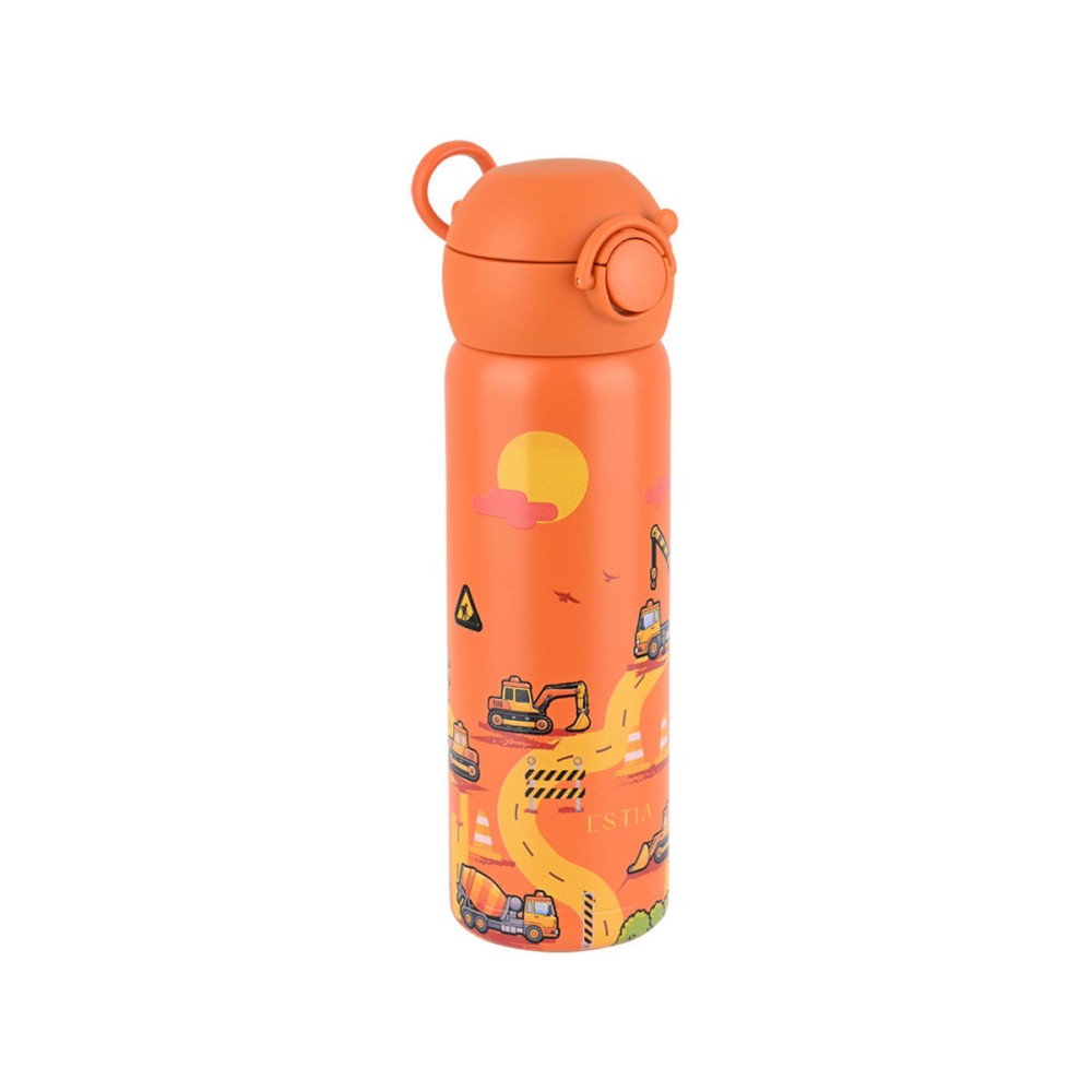 Estia Wonder Bottle Παιδικό Ανοξείδωτο Θερμός 500ml με Καλαμάκι Σιλικόνης, Λαβή Μεταφοράς & Κλιπ Ασφαλείας - The Big Build