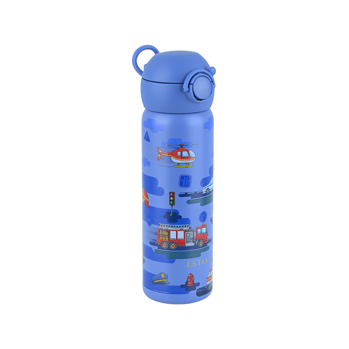 Estia Wonder Bottle Παιδικό Ανοξείδωτο Θερμός 500ml με Καλαμάκι Σιλικόνης, Λαβή Μεταφοράς & Κλιπ Ασφαλείας - City Heroes