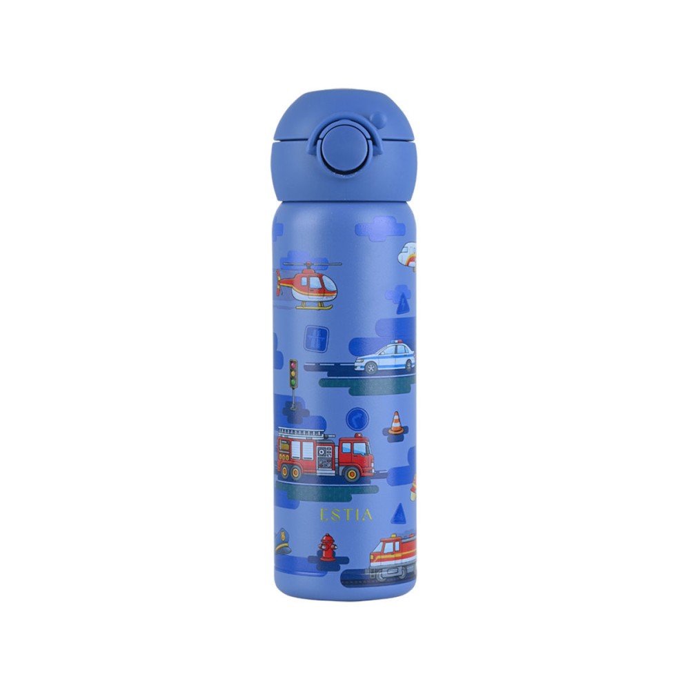 Estia Wonder Bottle Παιδικό Ανοξείδωτο Θερμός 500ml με Καλαμάκι Σιλικόνης, Λαβή Μεταφοράς & Κλιπ Ασφαλείας - City Heroes