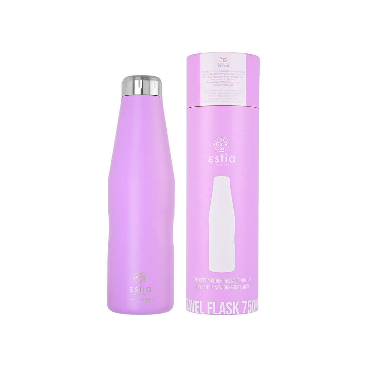 Θερμός Travel Flask 750ml Estia Save The Aegean Lavender Purple 01-9830