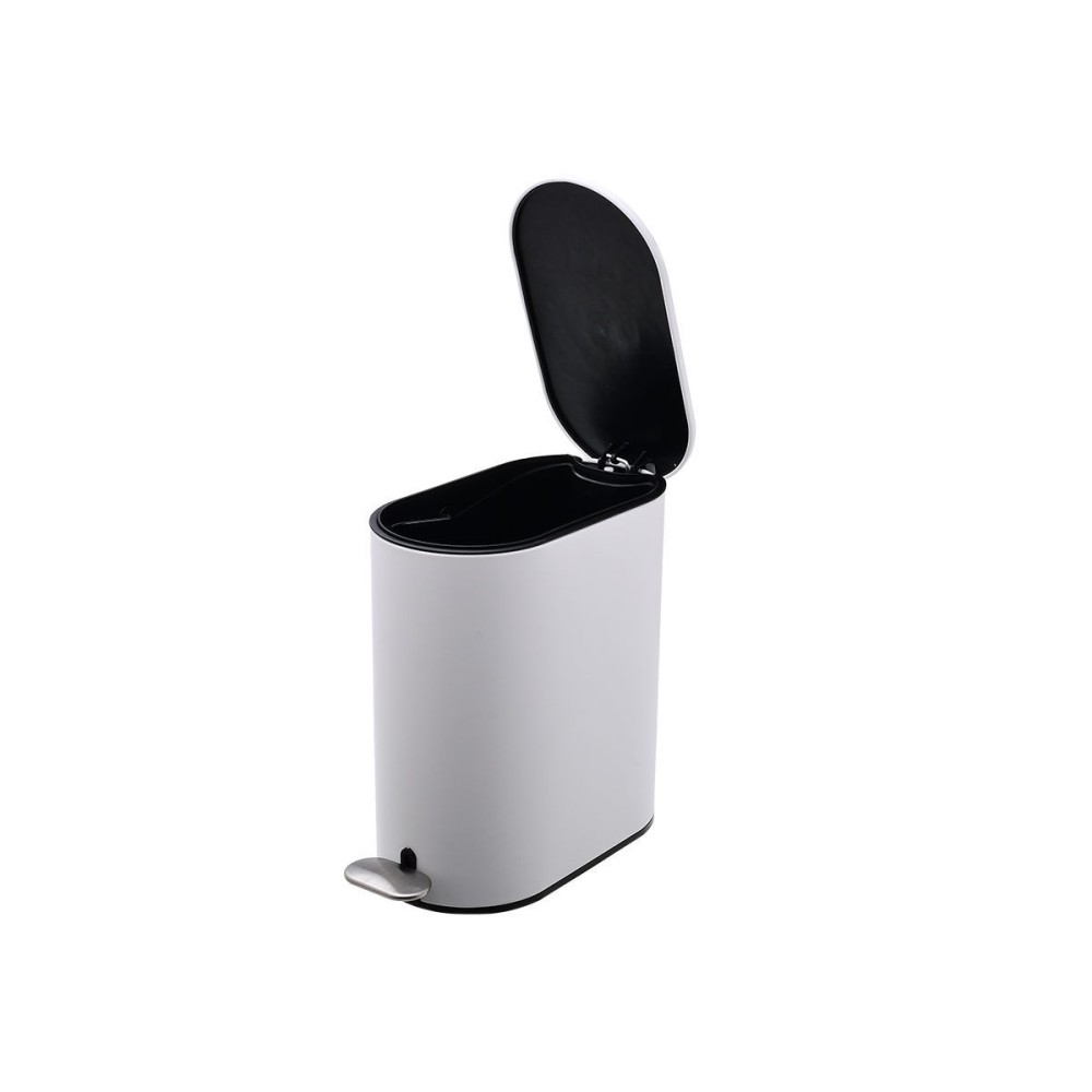 Κάδος Μπάνιου Slim Oval 5lt Μεταλλικό με μηχανισμό soft close ματ λευκό χρώμα Estia 02-14575