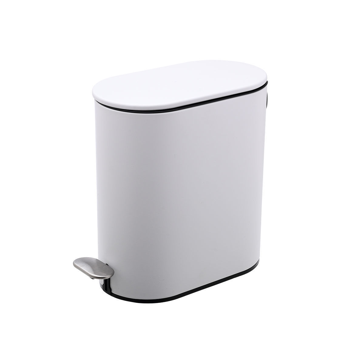 Κάδος Μπάνιου Slim Oval 5lt Μεταλλικό με μηχανισμό soft close ματ λευκό χρώμα Estia 02-14575