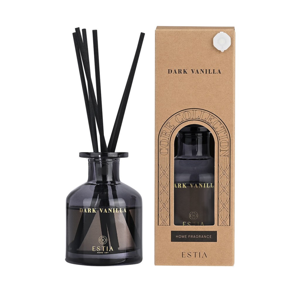 Estia Dark Vanilla Αρωματικό Χώρου 100ml με Sticks & Κομψό Γυάλινο Δοχείο
