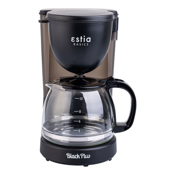 Estia Black Plus Καφετιέρα Φίλτρου 750W Πλαστική με Γυάλινη Κανάτα 1.25lt
