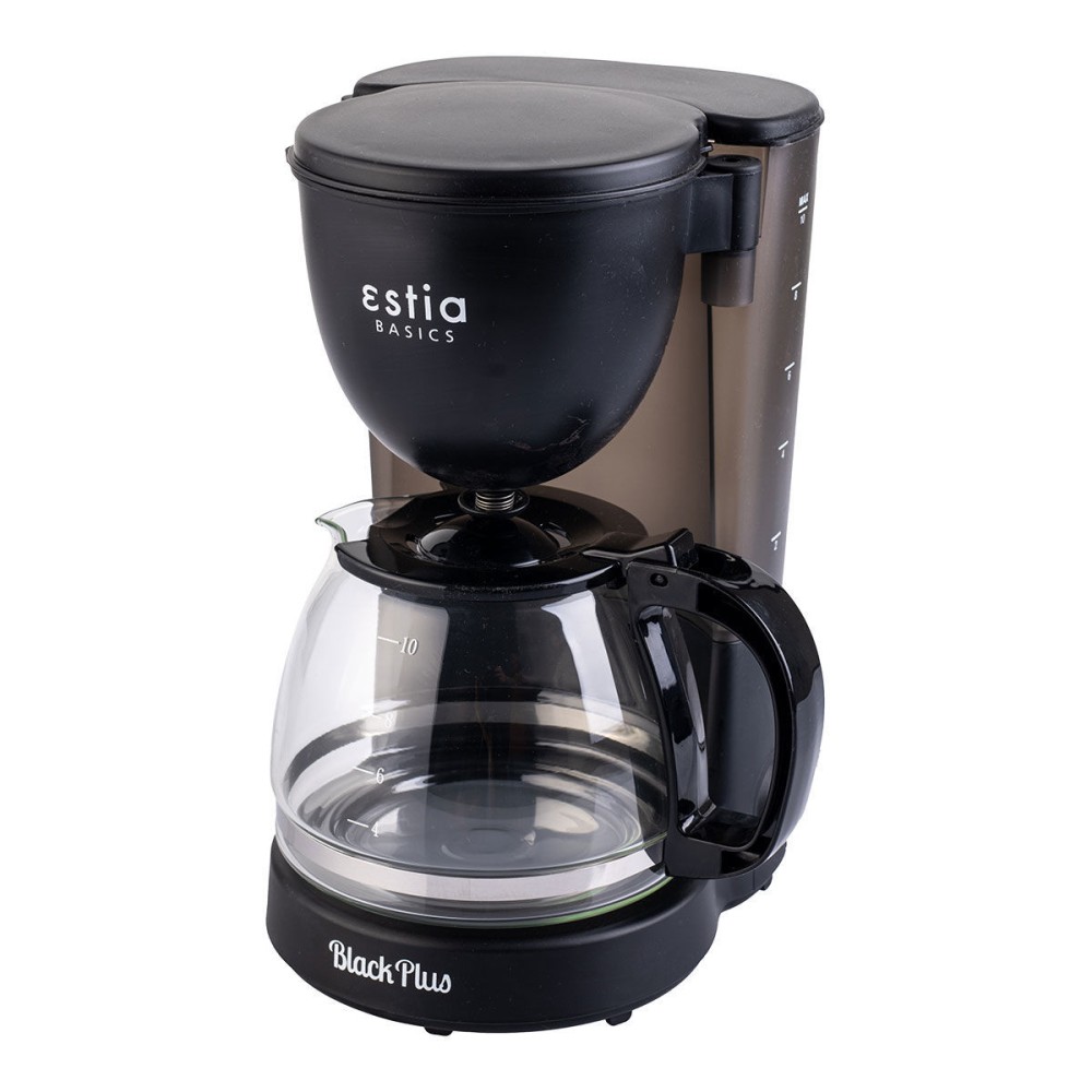 Estia Black Plus Καφετιέρα Φίλτρου 750W Πλαστική με Γυάλινη Κανάτα 1.25lt 06-10058