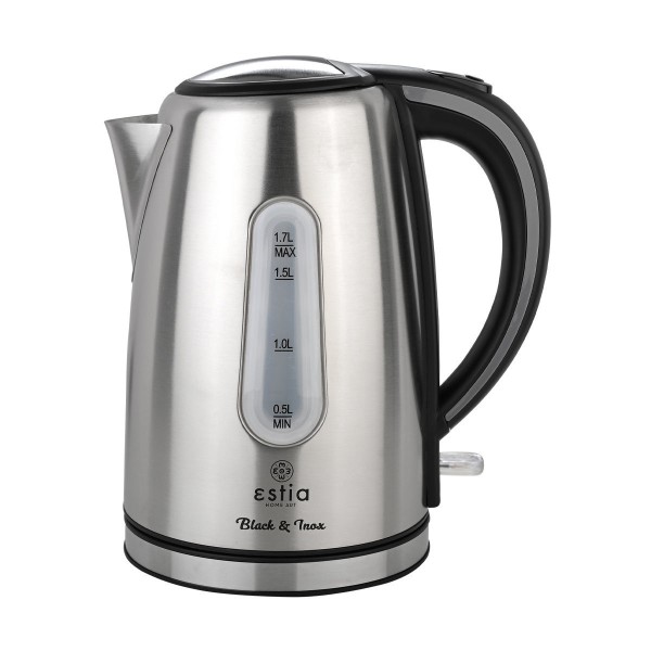 Estia Black & Inox Βραστήρας 2200W Ανοξείδωτος Χωρητικότητας 1.7lt