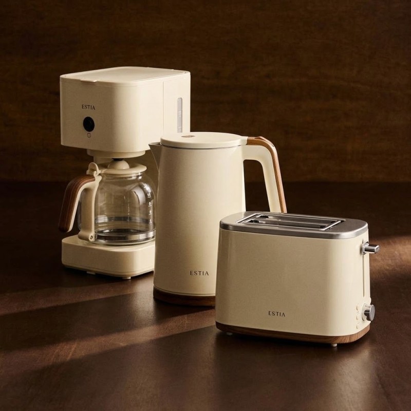 ESTIA Pure Cream Σετ Πρωινού 3τμχ – Καφετιέρα Φίλτρου 900W 1.5L, Ηλεκτρικός Βραστήρας 1800W 1.7L & Φρυγανιέρα 800W 2 Θέσεων