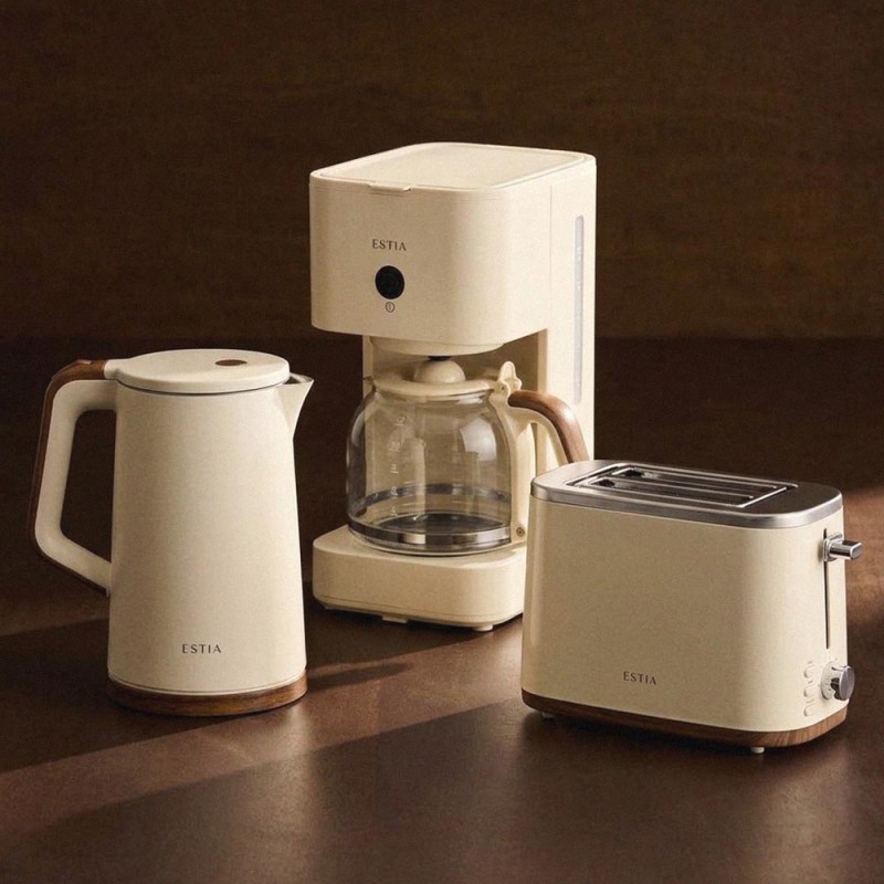 ESTIA Pure Cream Σετ Πρωινού 3τμχ – Καφετιέρα Φίλτρου 900W 1.5L, Ηλεκτρικός Βραστήρας 1800W 1.7L & Φρυγανιέρα 800W 2 Θέσεων