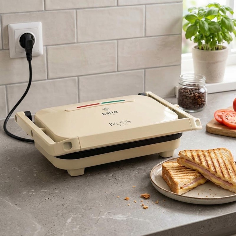 Estia Ivoris Τοστιέρα 1300W 2 Θέσεων με Αντικολλητικές Πλάκες