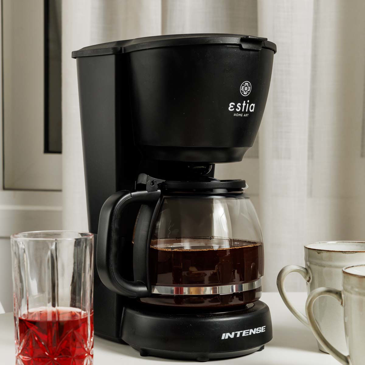 Estia Ιntense Dark Καφετιέρα Φίλτρου 1000W Πλαστική με Γυάλινη Κανάτα 1.25lt 