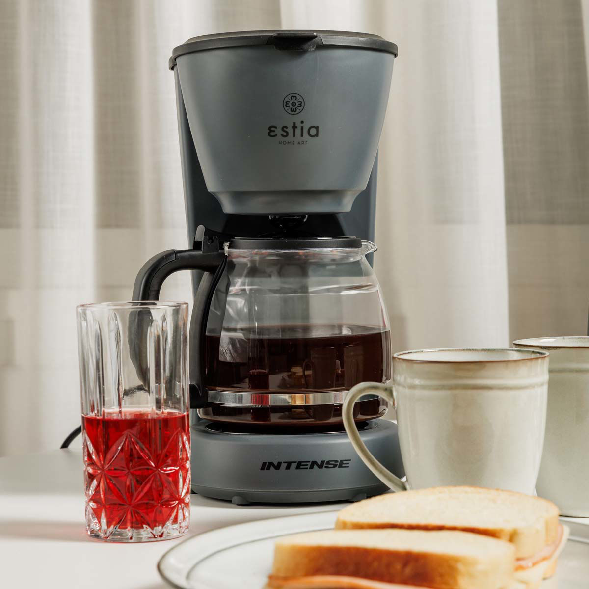 Estia Ιntense Misty Καφετιέρα Φίλτρου 1000W Πλαστική με Γυάλινη Κανάτα 1.25lt 