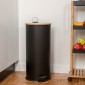 ESTIA Bamboo Essentials Κάδος Απορριμμάτων 30Lt Ανοξείδωτος Μαύρος με Soft Close