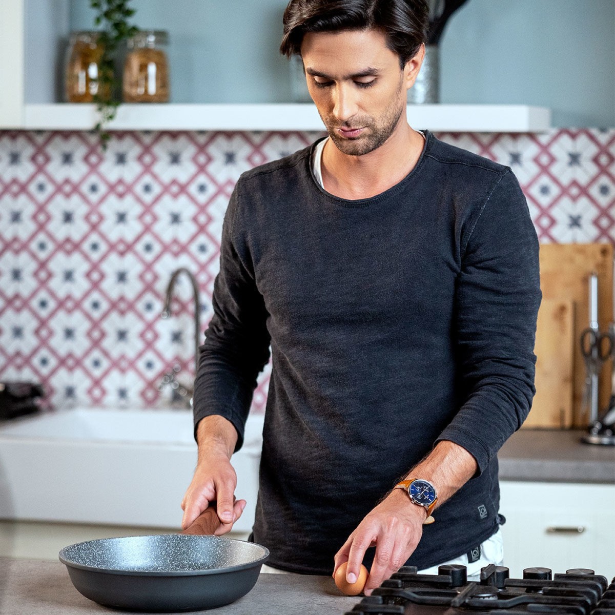 Estia Stone Σετ 3 Τηγάνια (20cm + 26cm + 28cm) & Γκριλιέρα 28cm – Χυτό Αλουμίνιο Υψηλής Ποιότητας & Αντικολλητική Επίστρωση Πέτρας