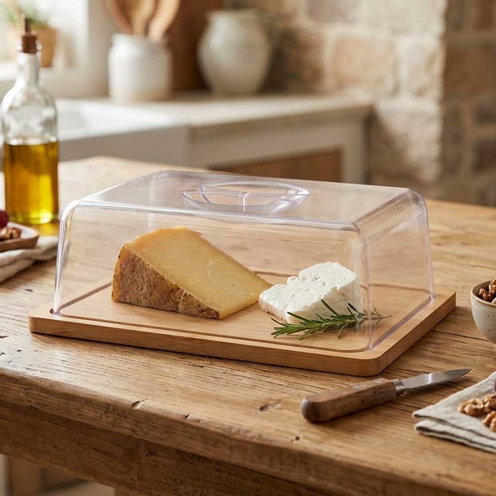 ESTIA Τυριέρα από Ξύλο με Καπάκι (24x18x7.5) - Bamboo Essentials