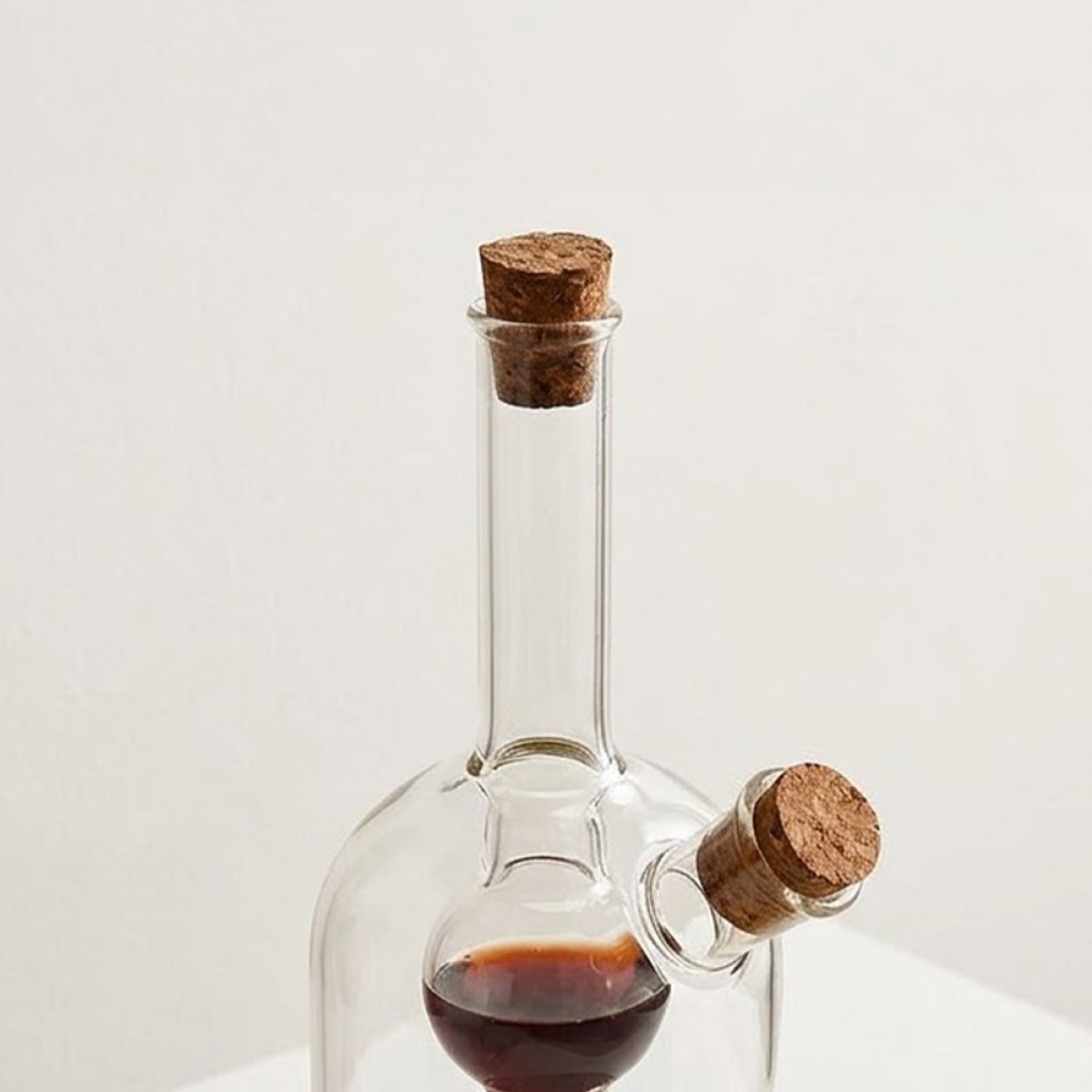 ESTIA Γυάλινο Δοχείο Λαδιού & Ξυδιού 350ml (2 σε 1) – Με Διπλό Στόμιο Ροής & Πώματα Φελλού