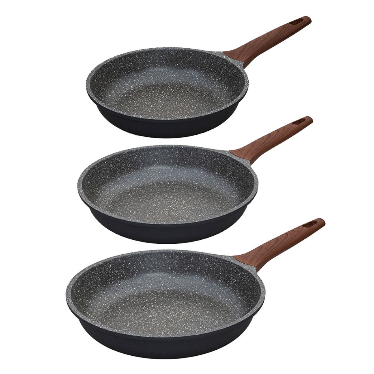 Estia Stone Σετ 3 Τηγάνια (20cm + 24cm + 28cm) – Χυτό Αλουμίνιο Υψηλής Ποιότητας & Αντικολλητική Επίστρωση Πέτρας