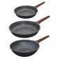 Estia Stone Σετ 2 Τηγάνια (24cm + 30cm) & Wok 28cm – Χυτό Αλουμίνιο Υψηλής Ποιότητας & Αντικολλητική Επίστρωση Πέτρας