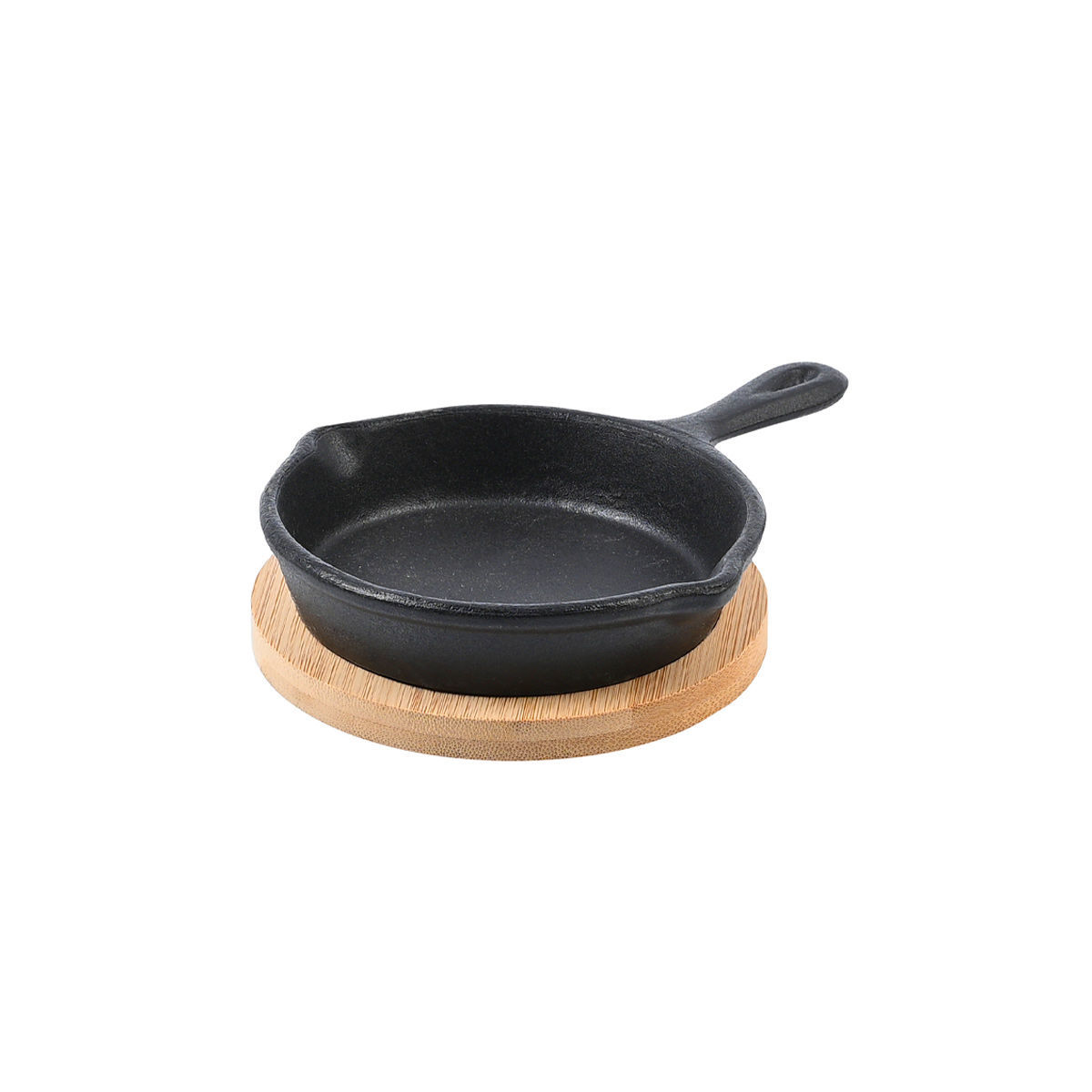 Estia Iron Series Μαντεμένιο Τηγάνι Σερβιρίσματος 10cm με Βάση Bamboo (16x11.5x3.3cm)