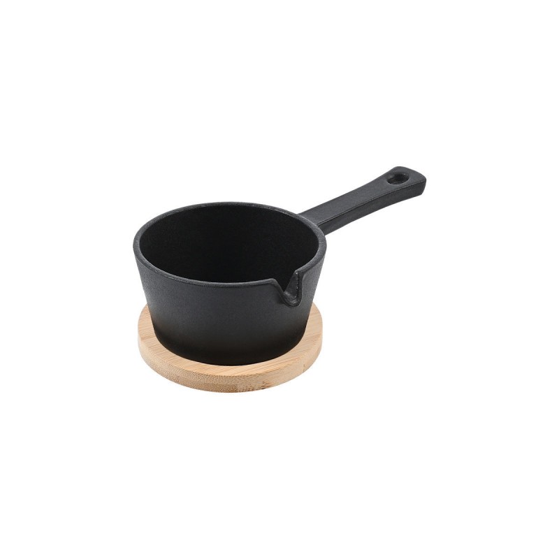 Estia Iron Series Μαντεμένιο Βαθύ Τηγάνι Σερβιρίσματος 9.5cm με Βάση Bamboo (17x11.5x5.5cm)