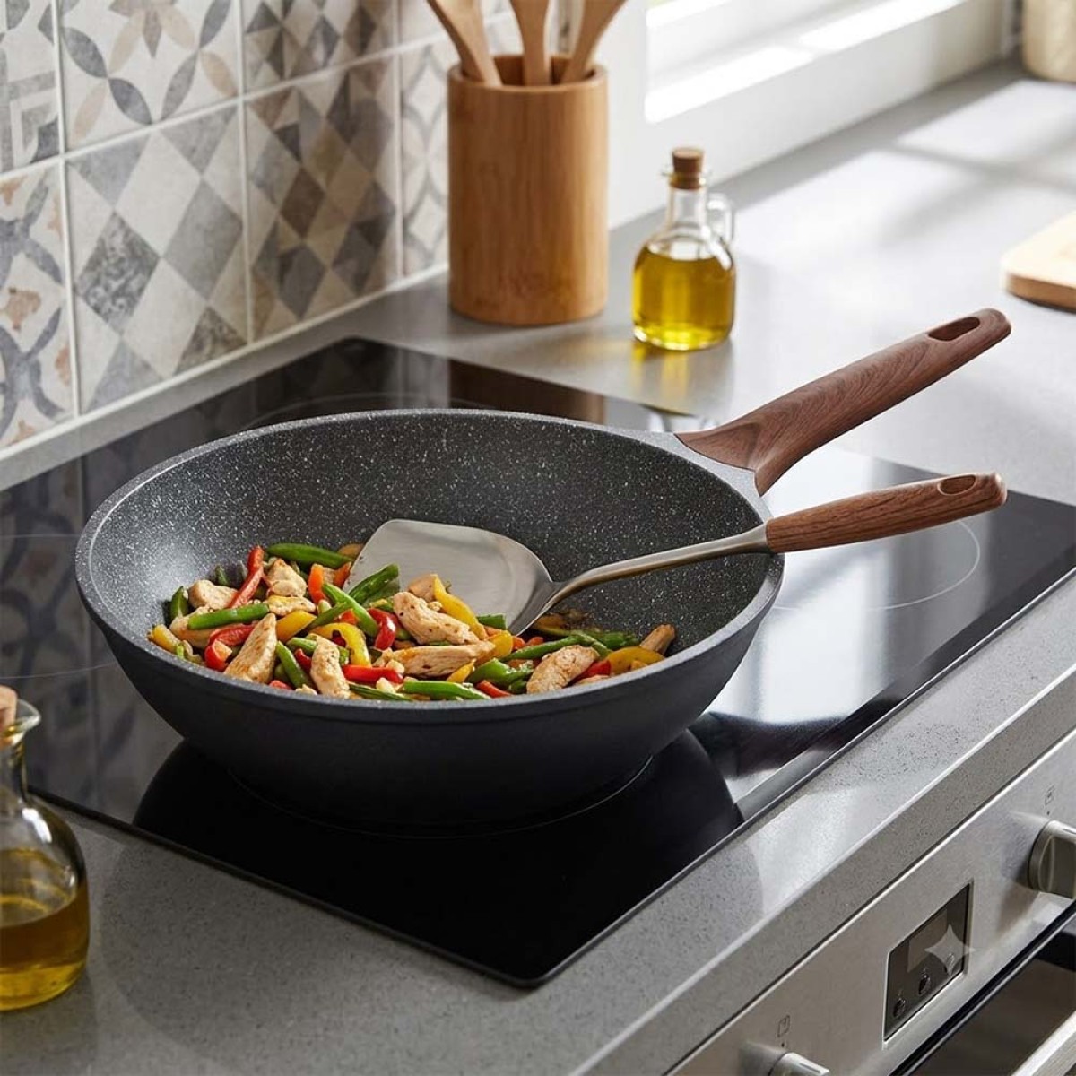 Estia Stone Τηγάνι Wok Ν.28 Αντικολλητικό Χυτού Αλουμινίου