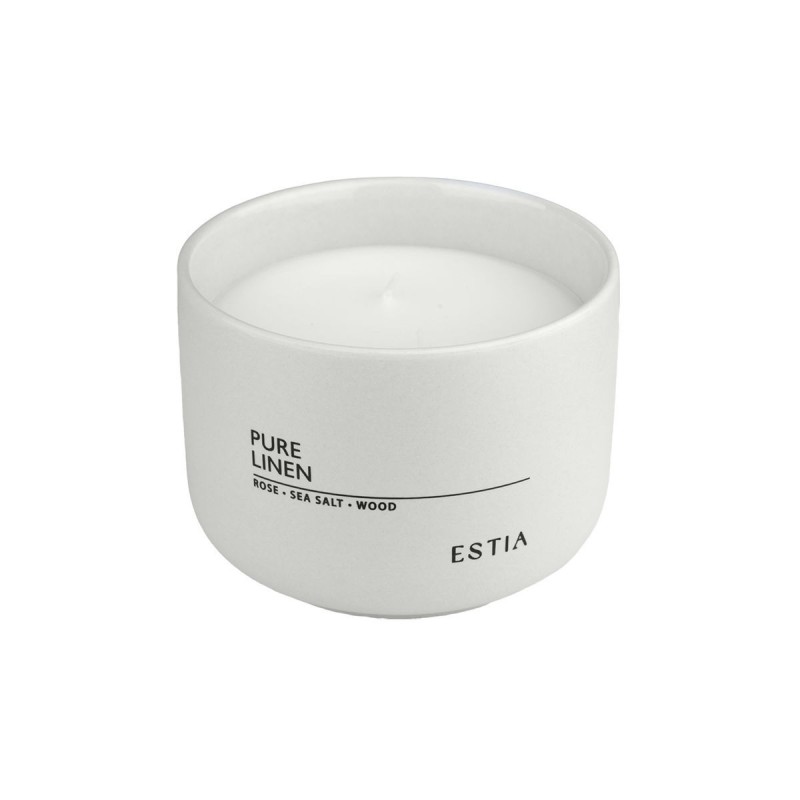 Urban Luxury Spa Σετ: 3 Πετσέτες 600gsm 100% Βαμβάκι Πεννιέ Light Grey & Estia Pure Linen Αρωματικό Κερί 280g