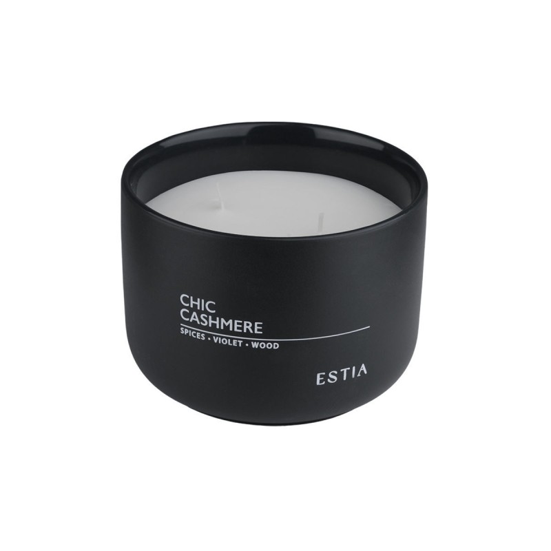 Urban Luxury Spa Σετ: 3 Πετσέτες 600gsm 100% Βαμβάκι Πεννιέ Dark Grey & Estia Chic Cashmere Αρωματικό Κερί 280g