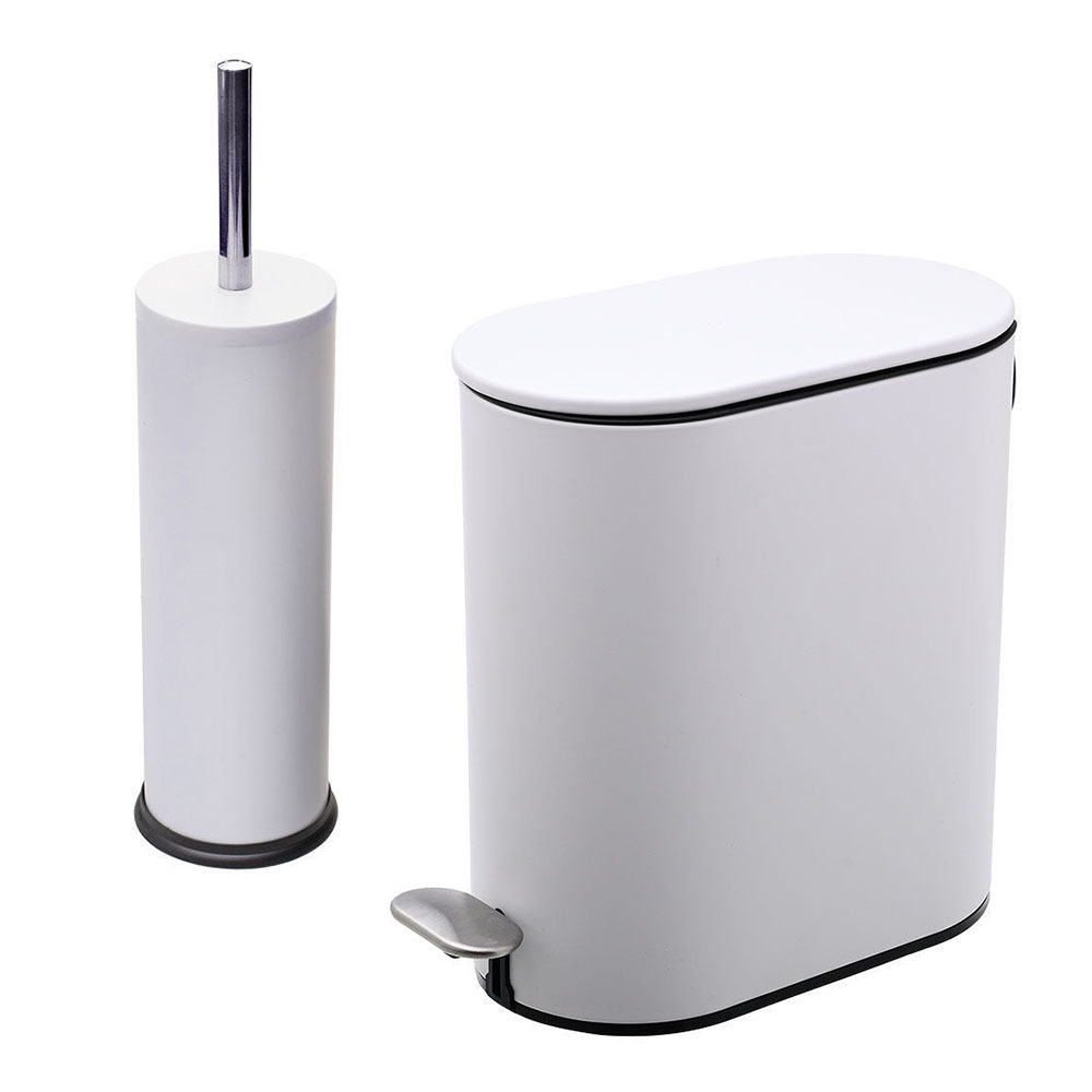 Estia Slim Mat White Σετ Πεντάλ 5Lt + Πιγκάλ Μεταλλικό με Soft Close 02-14575-92