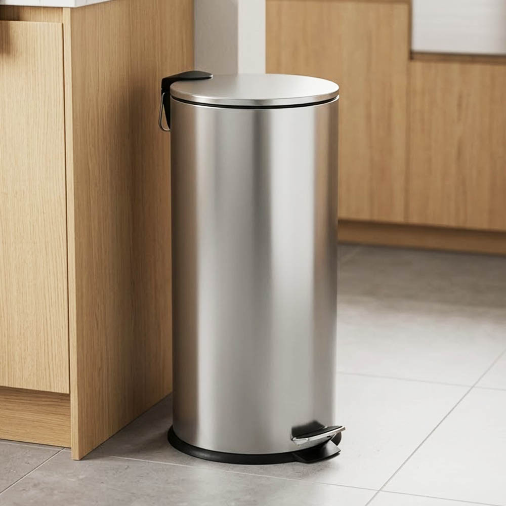 Estia Classic Inox Ανοξείδωτος Κάδος Απορριμμάτων Κουζίνας 30lt με Μηχανισμό Soft Close & Αποσπώμενο Κάδο